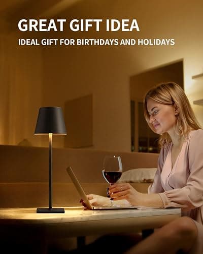KDG Cordless Table Lamp, Portable LED Desk Lamp, 5000mAh Battery Operated, 3 Color Stepless Dimming Up, for Restaurant/Bedroom/Bars/Outdoor Party/Camping/Coffee Shop Atmosphere Night Light(Black) thumbnail 8