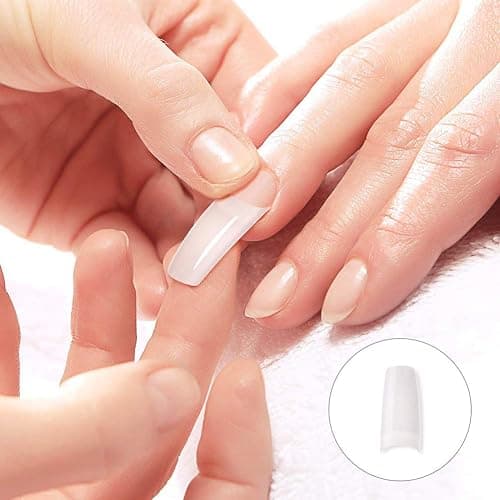 Beuniar Acrylic Nail Tips Clear 500PCS French Artificial False Tip for Manicure Nails Art Salons & Home DIY with Box (Natural) thumbnail 5