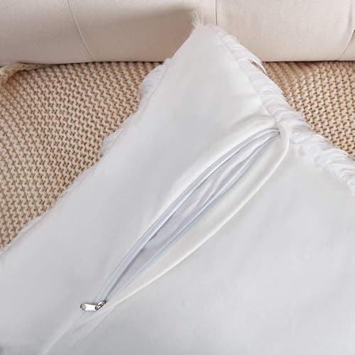 WLNUI Set of 2 White Christmas Decorative Fluffy Pillow Covers New Luxury Series Merino Style Faux Fur Throw Pillow Covers Square Fuzzy Cushion Case for Sofa Bedroom Living Room Home Decor 18x18 Inch thumbnail 7