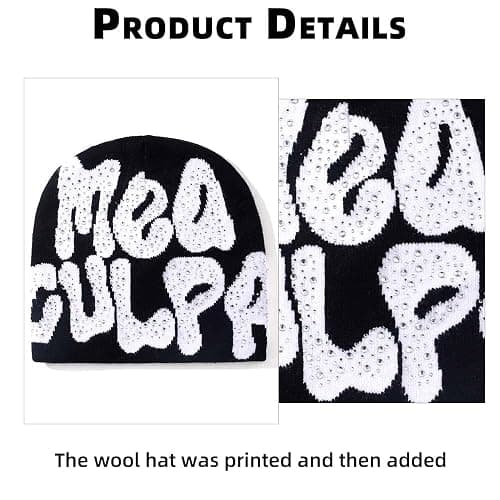 GFLPO MEA Culpa Beanie Y2k Beanie Women Beanies Y2k Hat Graphic Beanies Winter Hat Knit Skull Cap Knitted Cap Y2k Accessories thumbnail 3