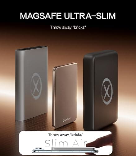 [0.3" Ultra Slim] [Alloy-Made] ULiXWH Magsafe Portable Charger for iPhone, 2025 Upgrade 5000mAh Fast Charging Magnetic Power Bank, Wireless Battery Pack for iPhone 17 Air 16 15 Pro Max 14, Desert Gold thumbnail 2
