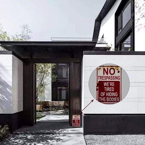 Halloween Decoration Halloween Signs Retro Fashion chic Funny Metal Tin Sign No Trespassing We're Tired of Hiding The Bodies. thumbnail 6