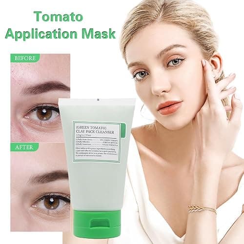 Grüne Tomate Maske, Gesichtsreinigungs-Ton-Maske, Auftragen der Maske, Hydratisieren, Befeuchten, Grüne Tomaten-Ton-Maske, Reinigung der Poren des Gesichts thumbnail 7