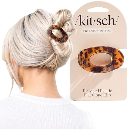 Kitsch Small Flat Claw Clips for Women - Stylish Flat Hair Clips, Strong Hold for Thick & Fine Hair | Non-Slip for Secure, Comfortable All-Day Wear | Ideal Gifts for Women -Tortoise Design - Image 1