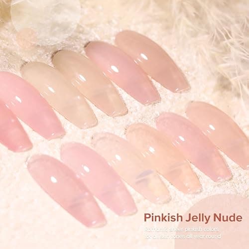 Beautpal Nude Gel Polish Set, 6pcs Jelly Gel Polish Nude Pink Neutral Color Translucent Gel Nail Kits for Salon Gel Manicure and Nail Art DIY at Home 8ml J05 thumbnail 2