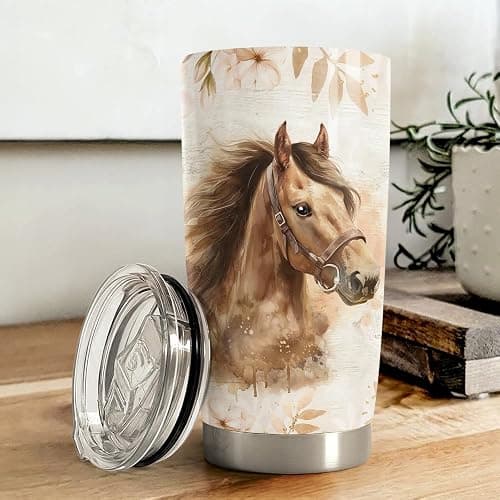 SANDJEST 20oz Stainless Steel Insulated TumblerHorse Tumbler 20oz Stainless Steel Insulated Coffee Travel Mug Cup for Women Girls Horse Gifts for Birthday Christmas Mothers Day thumbnail 3