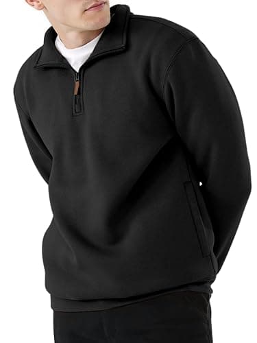 PLEPAN Mens Quarter Zip Pullover Fleece Sweatshirt Casual Mock Neck Sweater Polo Long Sleeve - Image 1