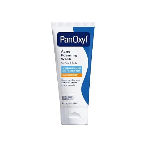 PanOxyl Acne Foaming Wash, 10% Benzoyl Peroxide, For Face & Body, 3 oz | Maximum Strength, Antibacterial Daily Cleanser, Treats & Prevents Acne, Non-Comedogenic, Vegan, Unscented, All Skin Types - Image 1
