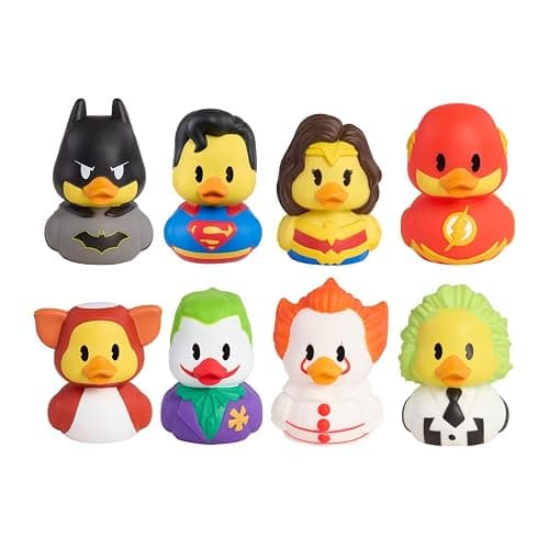 Duckalooz Warner Bros Collectible Toy Ducks Bundle | 2.75-inch Tall, Includes Batman, Superman, Superwoman, Flash, Gizmo, Joker, It, Beetlejuice - Image 1