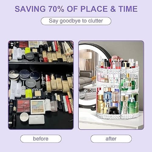 TiKenSo 360 Rotating Makeup Organizer, Cosmetics Organizer Makeup Spinning Organizer Clear 6 Adjustable Layers Large Capacity Acrylic Skincare Organizers for Bathroom or Bedroom Dresser thumbnail 7