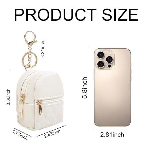 AIBFRID 4Pcs Mini Backpack Keychain,Cute Cosmetic Bag for Women,PU Leather Makeup Bag Key Pocket Lipstick Bag Card Holder Data Cable Organizer Zipper Pouch (black beige pink gray) thumbnail 6