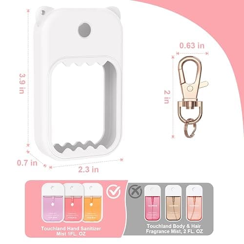 taessv Hand Sanitizer Spray Case for Touchland Silicone Touchland Case Keychain Cute Hand Sanitizer Spray Holder Compatible with Touchland Power Mist Gentle Mist Glow Mist, White thumbnail 4
