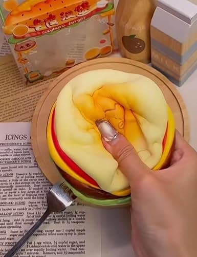 Slow Rising Food Squishies with Creamy Butter Scent, Realistic Large Hamburger Stress Relief Fidget Toys for Adults, Soft Sensory Squeeze Bun for Office Desk Party Favors(Brown Hamburg) thumbnail 5