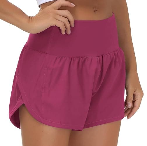THE GYM PEOPLE Womens High Waisted Running Shorts Quick Dry Athletic Workout Shorts with Mesh Liner Zipper Pockets thumbnail 3
