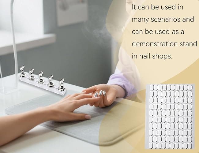 Emezddo 2 Stück Nagel Stander Set mit Transparenter Kleber,Acryl Nägel Selber Machen Set mit Magnet,Aufdrück Nail Tips Übungsständer für den Einsatz zu Hause,im Geschäft und im Salon(Silber) thumbnail 5