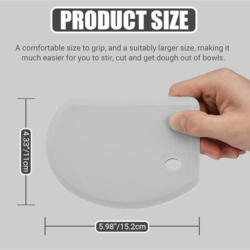 Sapid Flexible Curved Edge Silicone Bowl Scraper(5.98"x4.3"), Food Grade Dough Scraper for Baking Sourdough Bread, Cake, Multipurpose Kitchen Dish Scrapers, Easy to Clean (1, Gray) thumbnail 2