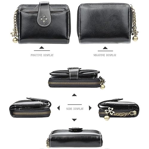 GGOOB Small Wallet for Women Zip Bifold Vintage Wallet Goth Purse Mini Leather Cash Wallets with Zipper Coin Pocket thumbnail 6