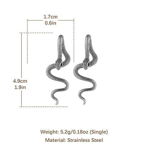 HZMAN Retro Snake Earrings for Men Women Stainless Steel Gothic Punk Decapitation Splicing Snake Stud Earring Biker Party Jewelry Gift thumbnail 6