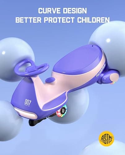 FanttikRide N7 Pro Electric Wiggle Car with Pedal, Rechargeable Battery, CyberWiggle, 2 in 1 Swing Car, 2 Speeds Max 4 Mph, Anti-Rollover, Flashing Wheels, Bluetooth, for Ages 3 and Up, 150 Lbs, Pink thumbnail 8