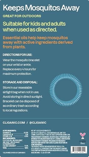 Cliganic 10 Pack Mosquito Repellent Bracelets for Adults & Kids - Natural DEET-Free Bands, Individually Wrapped thumbnail 8