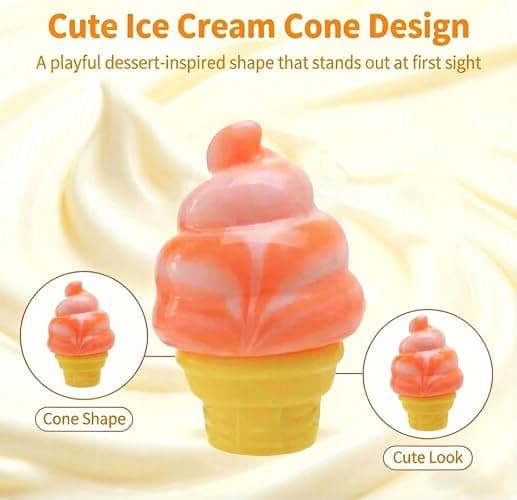 Ice Cream Squeeze Squishy, Ice Cream Cone Squishy, Slow Rise Sensory Fidget Toy, Easter Basket Stuffers Party Favors Summer Sensory Stress Relief (Orange) thumbnail 4
