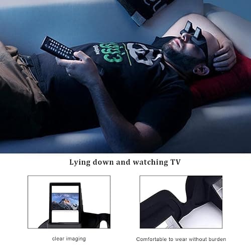 Lazy Glasses for Reading in Bed, 90 Degree Prism Glasses, Adjustable HD Glasses for Watching TV Lying Down, Neck Pain Relief, Unisex Over Prescription Eyeglasses thumbnail 3
