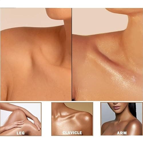 Glitter Powder Highlighter Makeup, Body Brightens the Natural Three-dimensional Face Blusher Patting Powder Highlighter. (01# White moonbeam) thumbnail 9