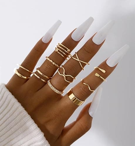 iF YOU 25 Pcs Gold Knuckle Ring Set for Women, Chunky Stackable Finger Midi Rings, Silver Simple Stacking Cute Rings Pack Trendy Stuff Jewelry Gift thumbnail 3