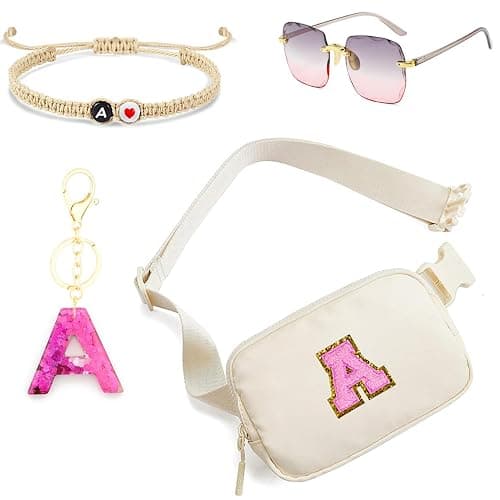 Letter Waist Pack for Women Girls – Initial Crossbody Fanny Pack with Keychain, Personalized Gift Bag(A) - Image 1