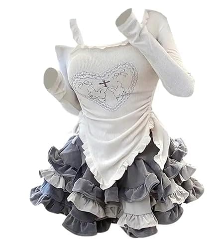 Erqiroc 2 Piece Sets for Women Corduroy Mini Skirt and Off The Shoulder Top Lolita Set Kawaii Top Cutocore - Image 1