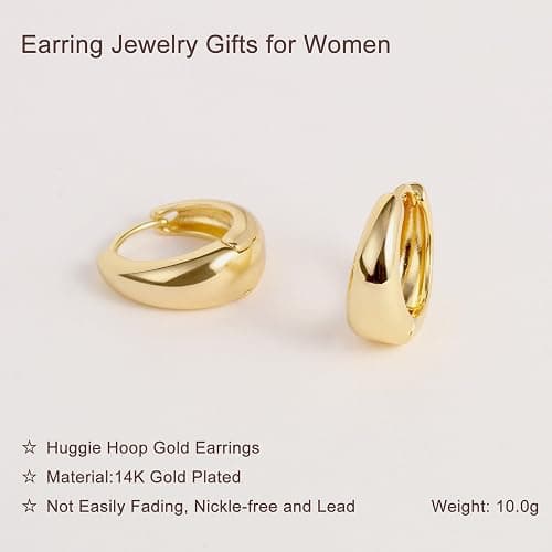Gold Hoop Earrings for Women 14K Gold Plated Hoops Simple Gold Huggie Small Hoop Earrings Set Cartilage Hypoallergenic Earrings Everyday Jewelry for Women thumbnail 4