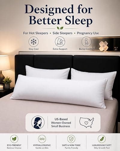 evoLive 100% Rayon Derived from Bamboo Cooling Breathable Body Pillow Cover/Pillowcases 21x54 inches with Hidden Zipper Closure (White, 21“X54“ Body Pillow Cover) thumbnail 8