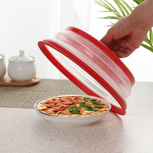 Collapsible Microwave Splatter Cover, 10.5 Inch, Dishwasher-safe, Microwave Plate Cover With Steam Vent，BPA-Free Silicone & Plastic (Dark pink) thumbnail 2