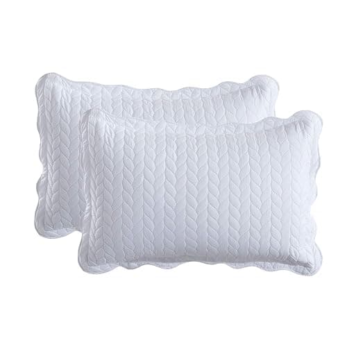 MOONLIGHT20015 Twin Quilt Set (66" x 86") with 1 Pillow Sham (20" x 26"+2") for All Season - 2 Pcs Reversible Bedding Set Lightweight Microfiber Coverlet Embossed Pattern Quilted Bedspread (White) thumbnail 6