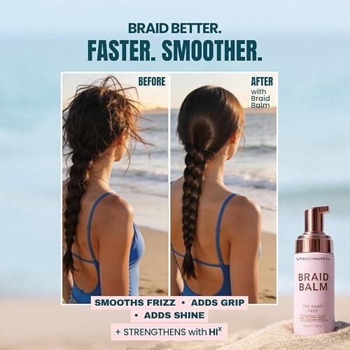 The Beachwaver Co. Braid Balm Pre-Braid Prep - Full Size (4 Fl Oz) | Frizz-Taming Primer Foam | Strengthen and Reduce Flyaways w/HiX Vegan Bond Multipliers - For All Hair Types | Bondi Beach Day thumbnail 14