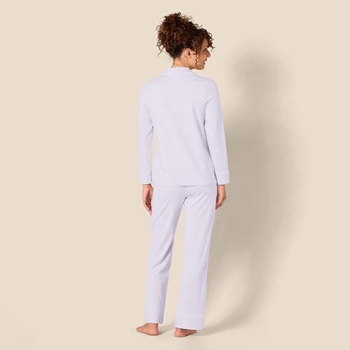 Amazon Essentials womens Cotton Modal Long-Sleeve Shirt and Full-Length Bottom Pajama Set thumbnail 3