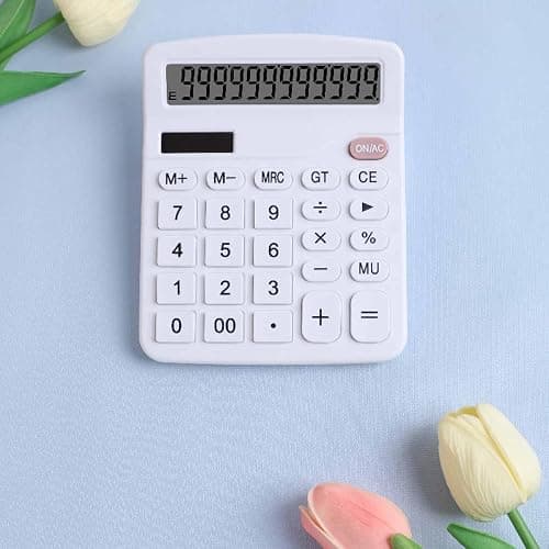 Office Desk Calculator, Cute Calculator for Kids, Basic Calculators Desktop, Dual Power Simple Financial Calculator with Big Button Large Display for Office Home and School (White) thumbnail 5