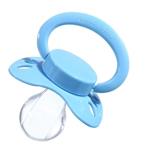 Landofgenie Adult Silicone Pacifier 3-Piece Set, BPA-Free, Blue + Yellow + White, Butterfly-Shaped thumbnail 6