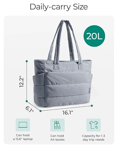 BAGSMART Tote Bag for Women, Lightweight Puffy Tote Bag with Compartments Shoulder Bag Handbag for Travel, Work, Gym thumbnail 2