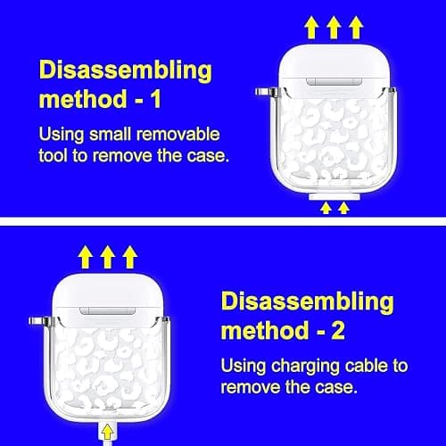 MOSNOVO AirPods Case, Stylish White Leopard Slim Case Cover with Shockproof Dual Layer Hard Bumper Protective Case for Apple AirPods 1 & 2 thumbnail 3