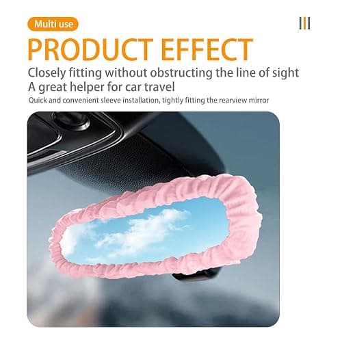 Bittwee Car Rearview Mirror Cover, Elastic Comfortable Vehicle Rear View Decoration Protector, Stretchable Auto Interior Mirror Decorative Accessories, Universal for SUV, Sedan, Truck (Pink) thumbnail 4