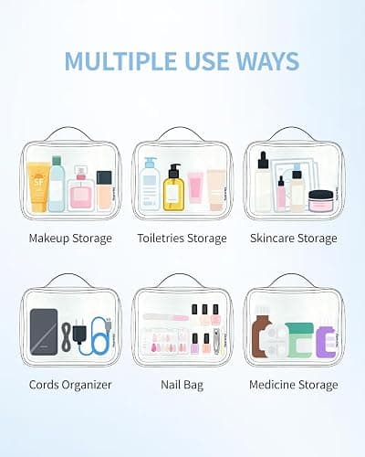Narwey TSA Approved Clear Toiletry Bag for Travel, Waterproof PVC Clear Makeup Bags, Portable Compact Cosmetic Bag Make Up Organizer, Airport Airline Quart Size Compliant Bag (Mint Green Stripe) thumbnail 8