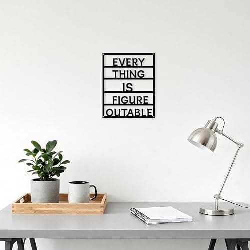 Yuzhuo Metal Everything is Figureoutable Inspirational Wall Art Positive Affirmations Wall Decor, Motivational Wall Art for Home Office Classroom, 10.5x13 Inch Black thumbnail 2