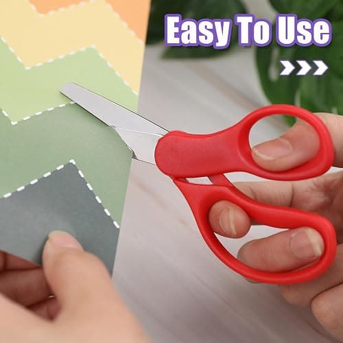 BURVAGY 12 Packs 5" Small School Student Blunt Tip Craft Kids Scissors, Stainless Steel Blades Comfort Grip 5 Inch Safety Scissors Bulk for Children Toodler Cutting Paper thumbnail 7