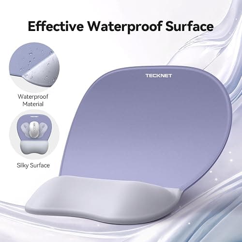 TECKNET Gel Ergonomic Mouse Pad & Keyboard Wrist Rest & Coaster | 3 in 1 Set, Pain Relief, Milk Silk Cloth, Non-Slip PU Base, Easy Typing, Memory Foam Wrist Support for Office & Home thumbnail 4