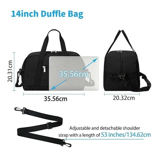 YoKelly Small Duffle Bag 14 inch Carry On Mini Duffel Bag Lightweight for Travel Gym Sport-Black thumbnail 2