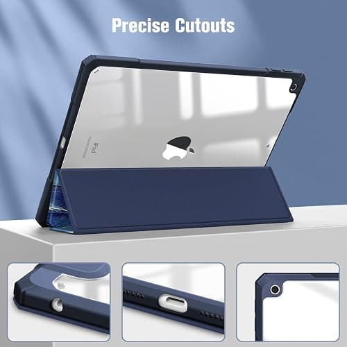 Fintie Hybrid Slim Case for iPad 9th / 8th / 7th Generation (2021/2020/2019) 10.2 inch - [Built-in Pencil Holder] Shockproof Cover with Clear Transparent Back Shell, Auto Wake Sleep (Ocean Marble) thumbnail 8