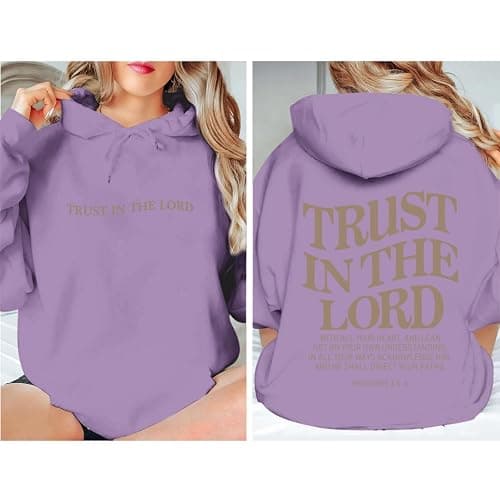 Tuislay Trust In The Lord Graphic Hoodies Christian Faith Sweatshirts For Women Bible Verse Religious Hoodie Pullover Tops thumbnail 2