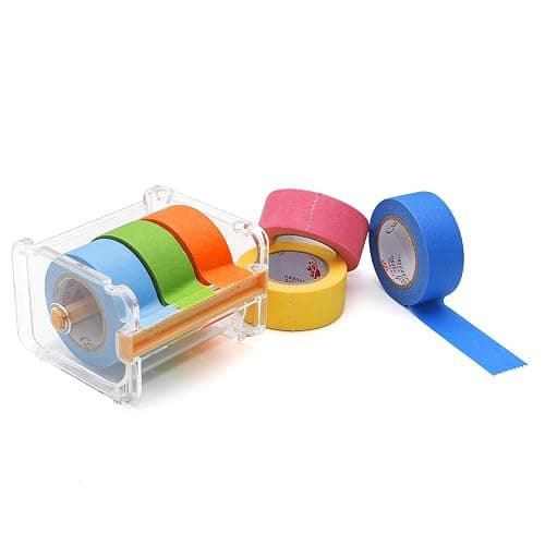 HERNGEE Masking Tape Set with Dispenser - 6 Rolls of 1inchx16.4yd Colorful Rainbow Art Tape for Decorating, Crafting, and Easy Masking - Image 1