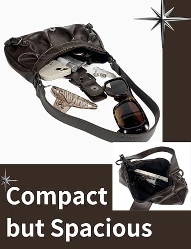 Gleease Dark Brown Purse For Women Chocolate Brown Shoulder Bag Handbag Espresso Vintage Small Leather Purse Y2K Hobo Bags thumbnail 4